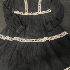 Elegant Black Dress with Lace Trim